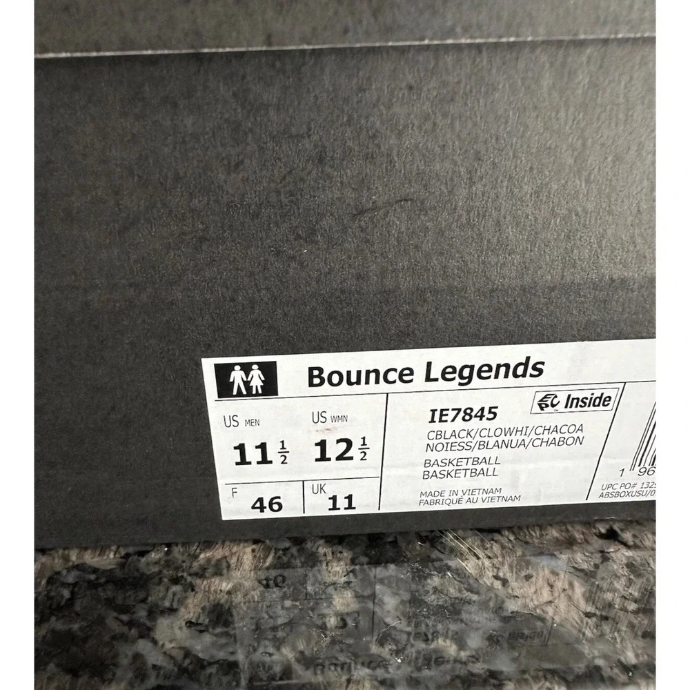 Adidas Bounce Legends Basketball Shoes Mens 11.5 Black White IE7845 Mid Top